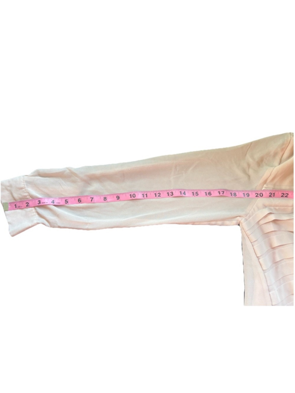 Calvin Klein Blouse Blush Pink Tiered Pleated V-Neck Long Sleeve Professional M - Picture 5 of 7